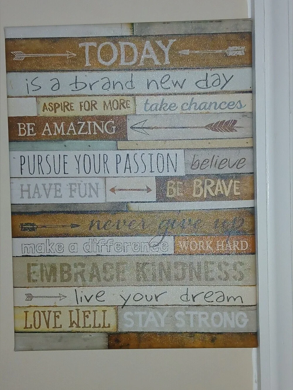 Today Inspirational Wall Art Canvas - Neutral Brown & Cream